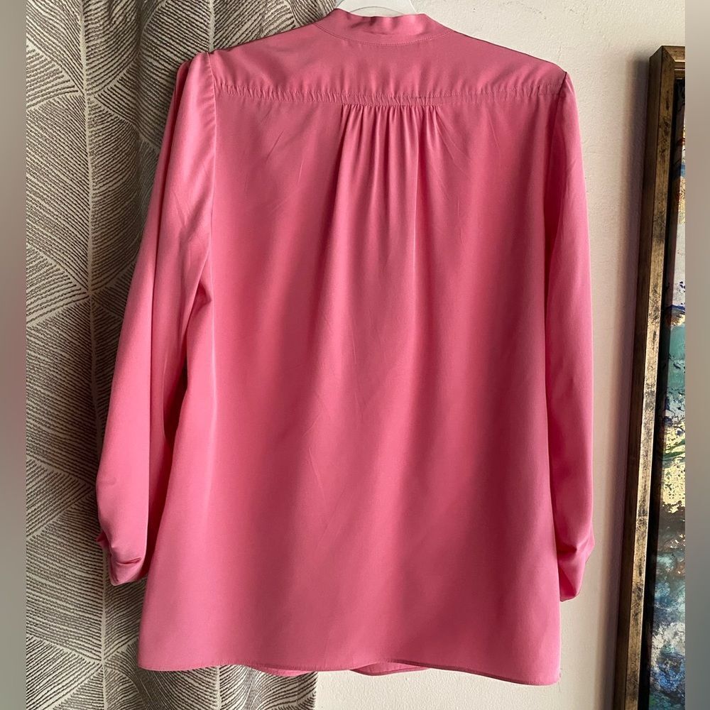 DVF Diane Von Furstenberg BAIRLY LOUCHE Neck Tie Top Blouse Peony Pink Sz 6 - Picture 5 of 15